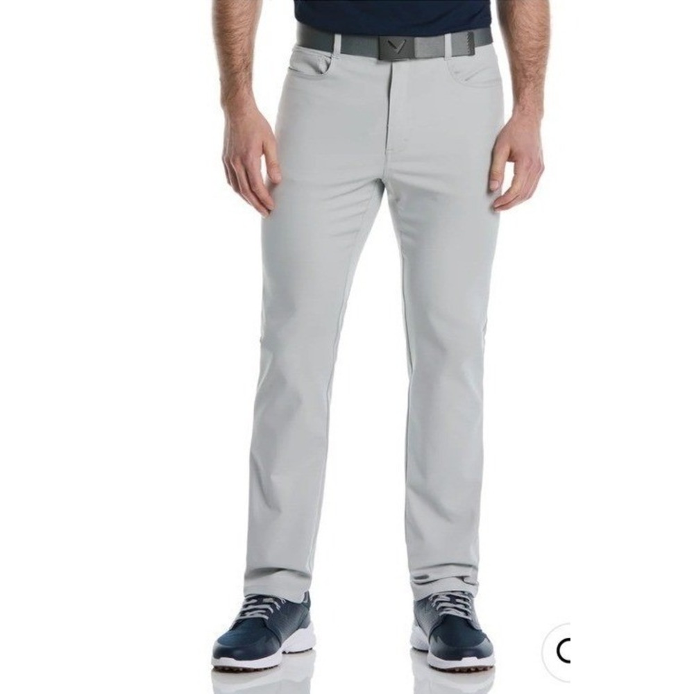 Callaway Mens Golf Pants Light Gray Flat Front Performance Trousers 40x30